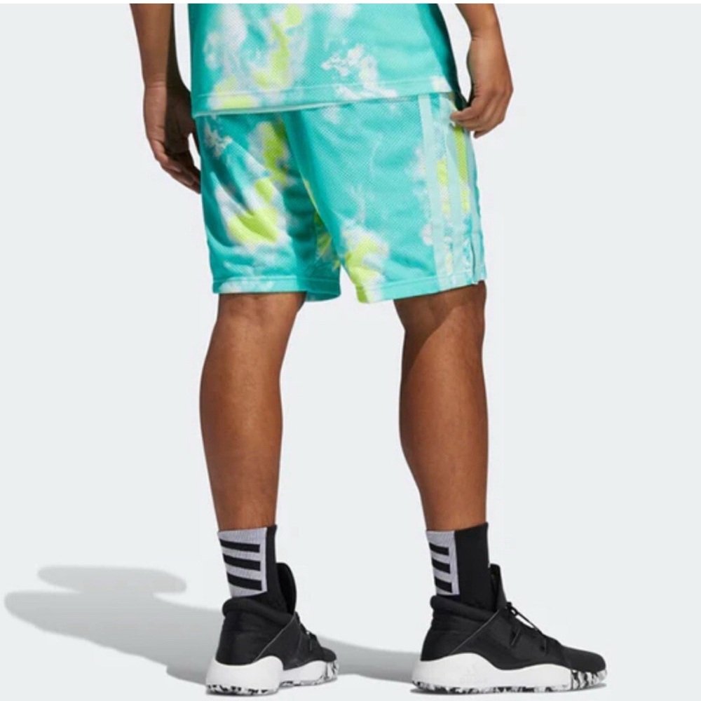 Adidas Turquoise and Lime Tie-Dye Shorts - Picture 5 of 17